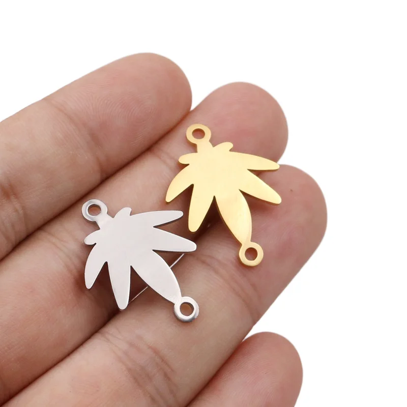 

5pcs Stainless Steel Maple Leaf Bending Charms Fit Bracelet Connector Charm Bracelet Necklace for DIY Handmade Jewelry Making