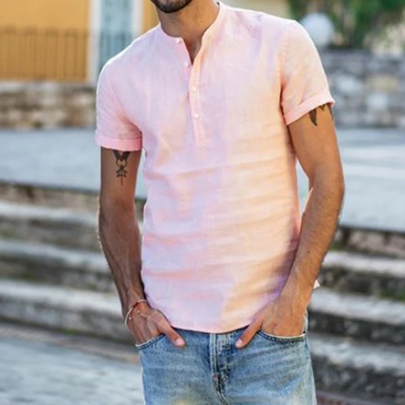 men's chinoiserie linen slim shirt