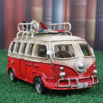 

14x6.5x9cm Retro British Wind Bus Model Resin Handmade Car Model Tourism Sightseeing Travelling Bus Model Toys Decoration