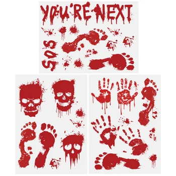 

UNOMOR 12 Sheets Halloween Window Clings Horrible Blood Pattern Glass Door Stickers No Glue Window Stickers