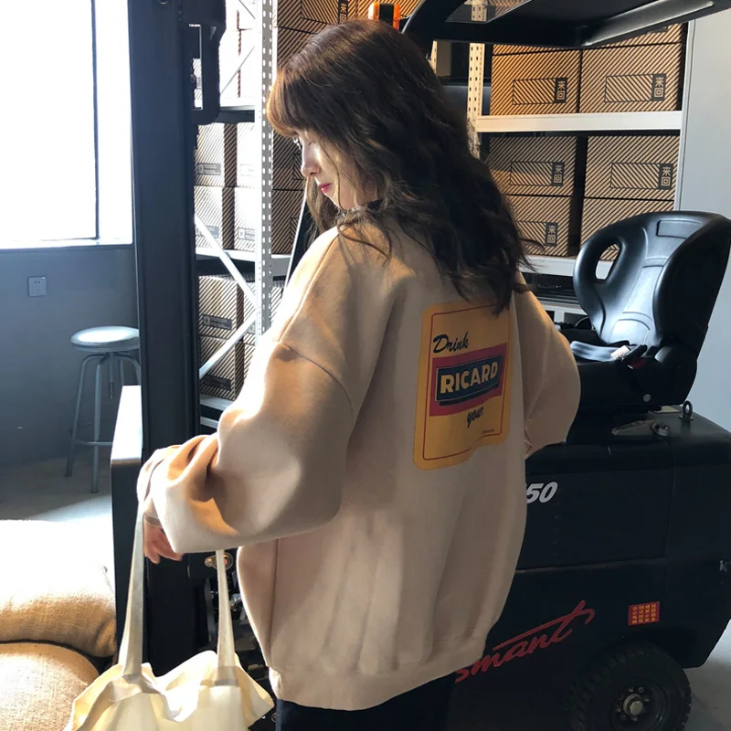 

female 2019 autumn and winter Japanese plus velvet Korean version of the loose bf style jacket