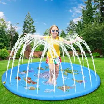 

100cm Outdoor Lawn Beach Sea Animal Inflatable Water Spray Kids Sprinkler Play Pad Mat Water Games Beach Mat Cushion Toys