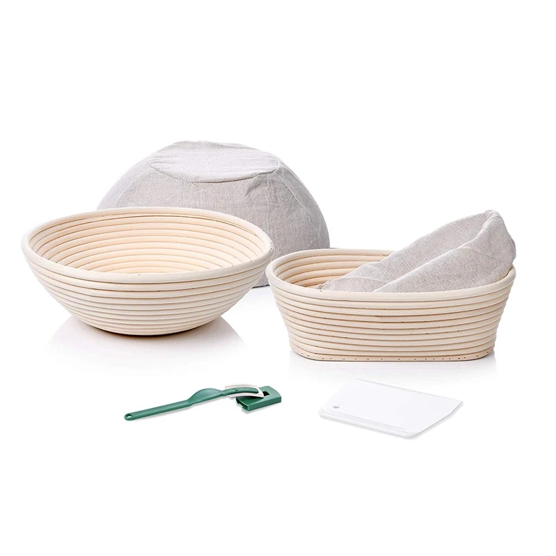6-Piece Preserved Bread Basket 22.86cm Round + 25.40X15.24cm Oval Sourdough Baking Kit Scraper The Perfect Choice for Arti | Дом и сад