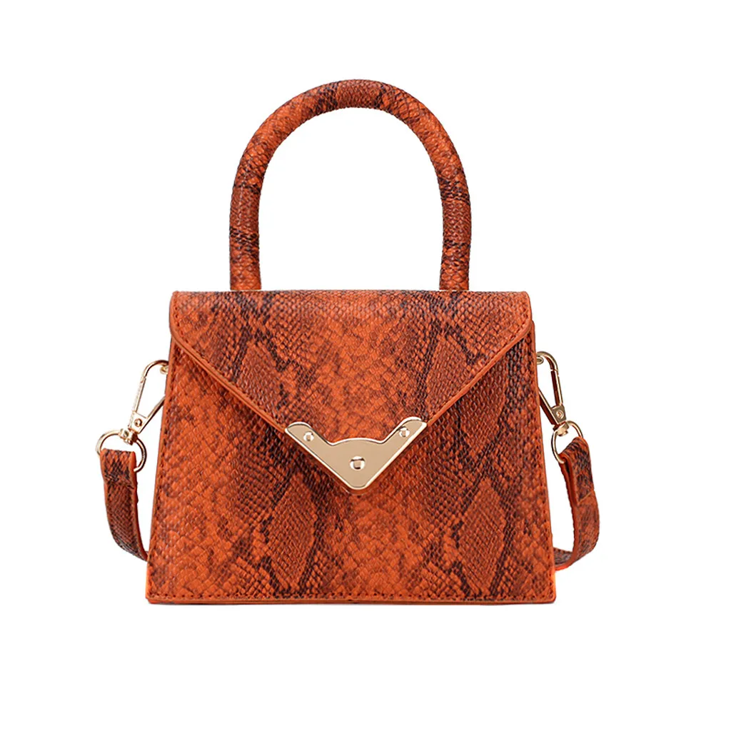 Женская сумка со змеиным принтом, сумка через плечо питона, женская сумка через плечо, Прямая поставка, сумки через плечо для женщин - Цвет: Оранжевый
