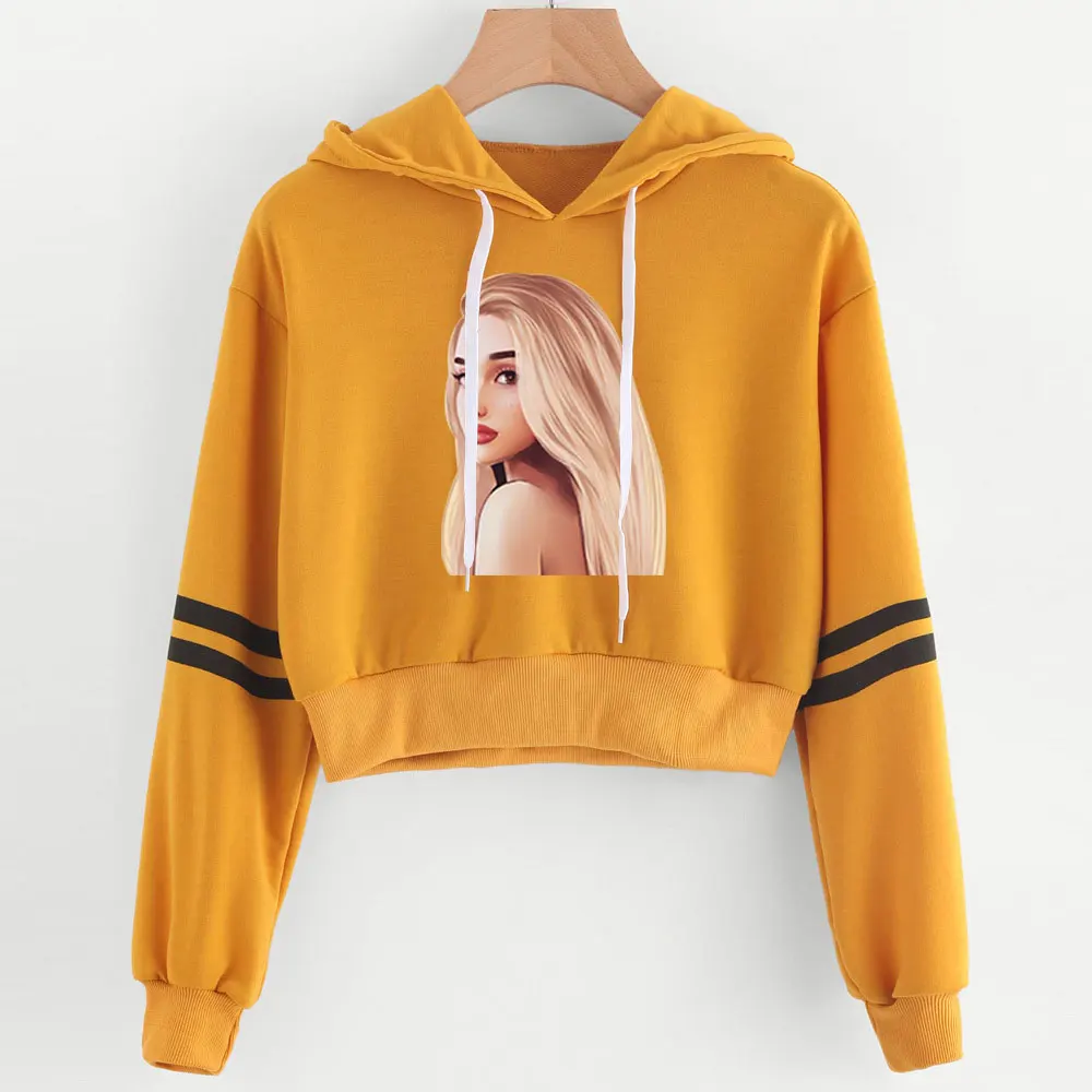 FADUN TOMMY NEW Ariana Grande Print Women sexy crop top hoodies harajuku summer hot sale casual hoodies sweatshirts plus size