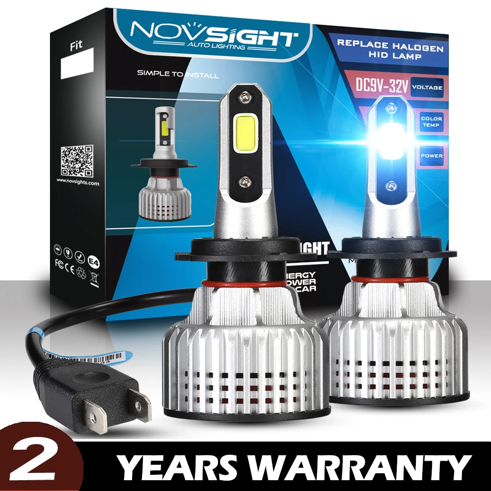 NOVSIGHT 9005 HB3 HB4 9006 9007 HB5 H7 светодиодный H4 Автомобильный головной светильник 72 Вт 10000LM