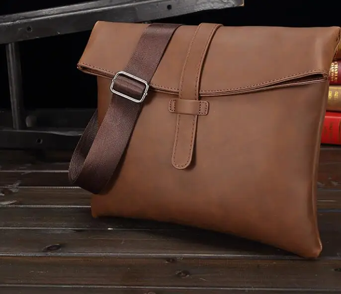 Retro crazy horse PU leather soft leather shoulder bag men's messenger bag