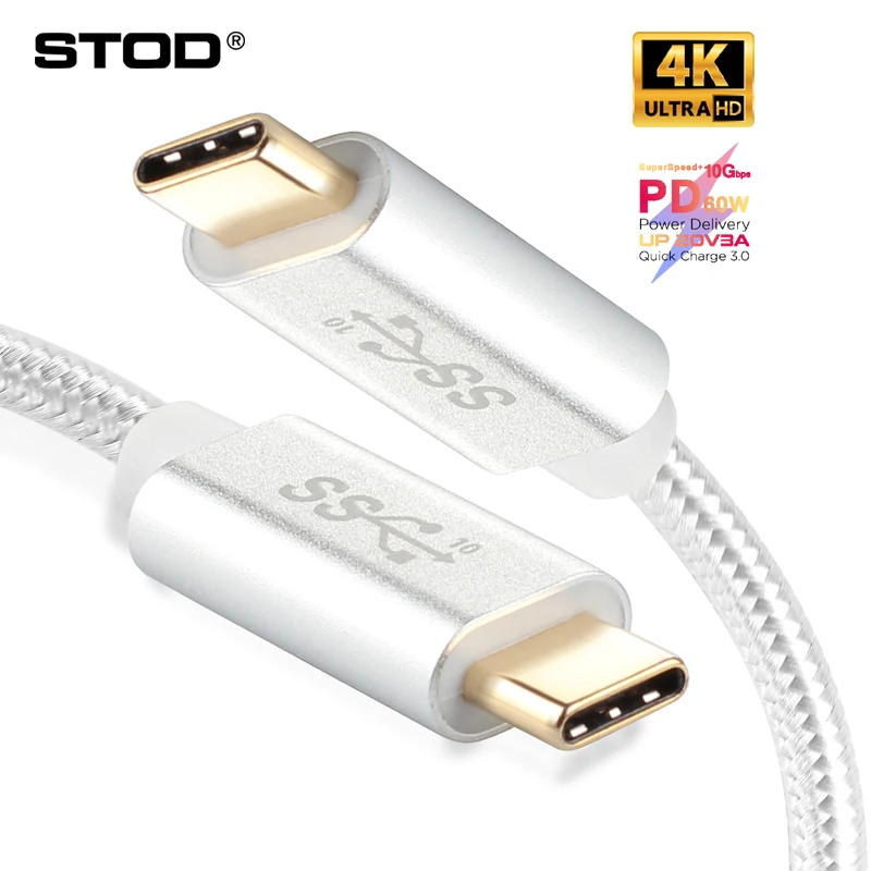 STOD USB C кабель для быстрой зарядки типа 3 1 папа PD 3A 60 Вт Скорость передачи данных 10