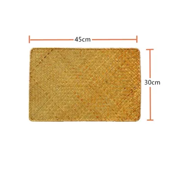 

Natural Straw Mat Woven Placemats Dining Table Mats Heat Insulation Pot Holder Rectangular Coasters Coffee Drink Tea Cup Coaster