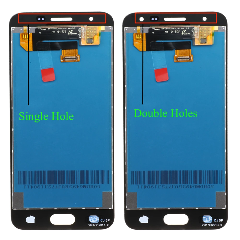 Одно/двойное отверстие lcd сенсорный экран дигитайзер для samsung Galaxy J5 Prime G570F