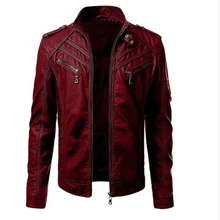 

Brand Leather Men's Jacket Motorcycle Business Casual Accessories Brand Clothing PU Leather Europe Zippered Collar Men's Jacket