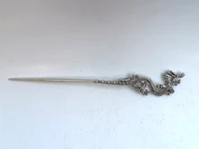 

YIZHU CULTUER ART Collection Old China Tibet Silver Handmade Dragon More Hair Decoration Gift