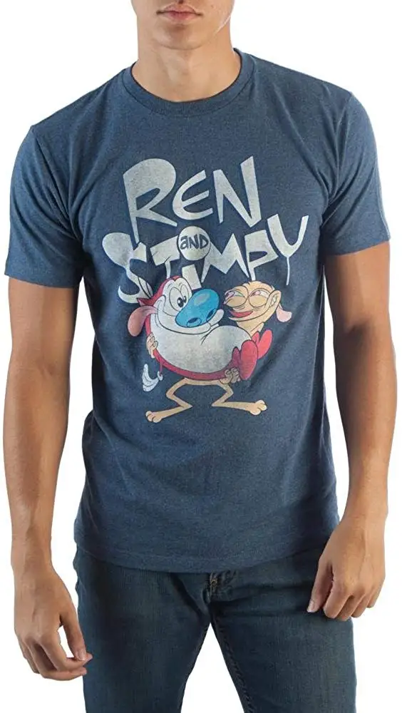 Ren &amp Stimpy темно-синяя футболка унисекс мужская женская |