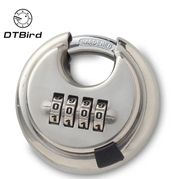 

Security Padlock Silver Steel Alloy 4 Digit Combination Master Round Shape Disc Lock for Locking Doors Windows Bags Trunk