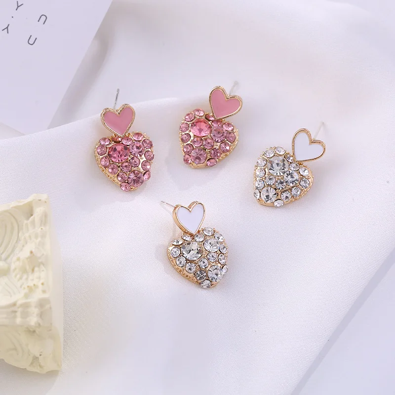 

The new 2020 new love full drill exaggerated eardrop silver earrings female atmosphere
