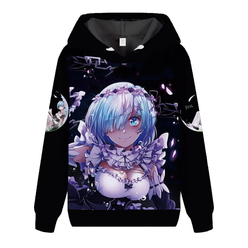 Re: Zero kara Hajimeru Isekai Косплей рам и рем пуловер с принтом толстовки с капюшоном Emilia унисекс флисовые толстовки на осень