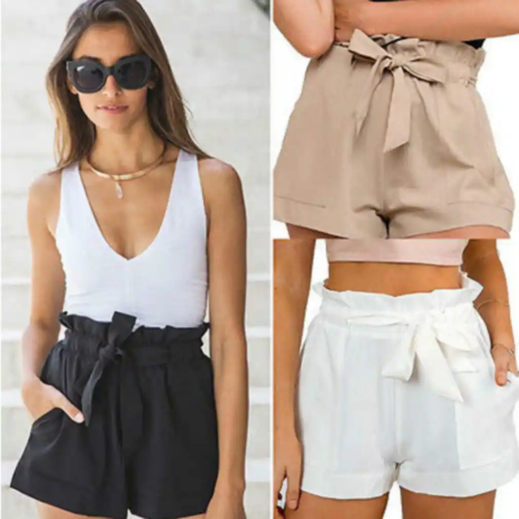 high waisted shorts tie