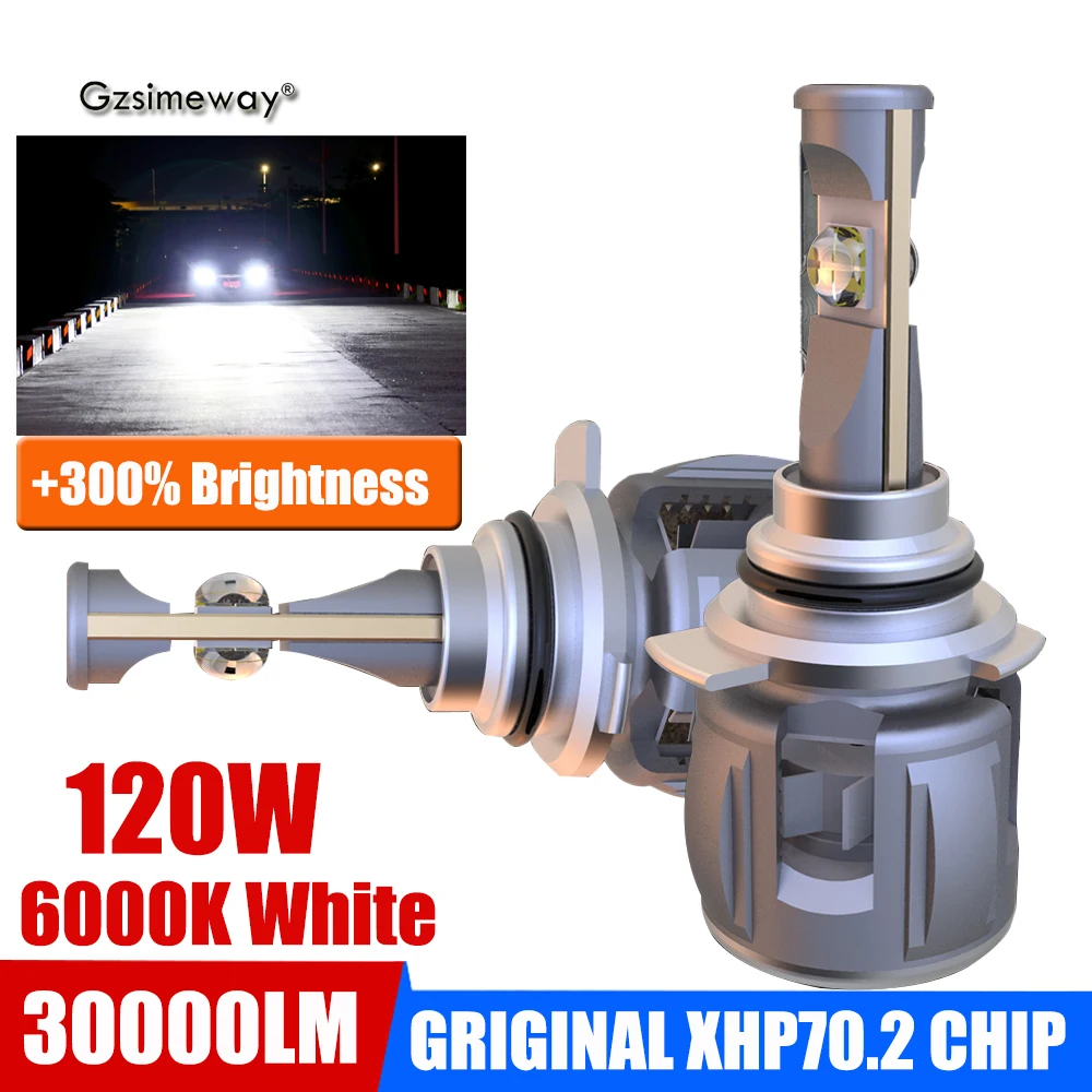 2 Pezzi H7 Led H4 H11 H1 Faro 120W 30000Lm 9005 9006 9012 H8 H9 D2S D2H D1S Lampada A Led Xhp70 Chip 6000K Lampadine Per Auto Fendinebbia 12V