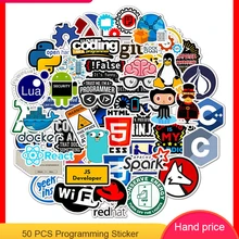 Adesivos para programação de computador, 50 peças, tecnologia de programação programas de dados de computador para geek diy computador portátil telefone para ps4