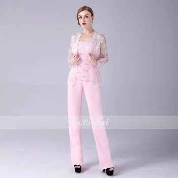 

Scalloped-Edge Illusion Backless Long Chiffon Lace Jumpsuit For Wedding Party