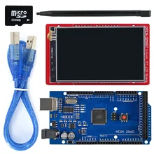 Kit de proteção para tela lcd, 3.2 polegadas, módulo de tela sensível ao toque, sensor de temperatura interna + caneta de toque/cartão tf/mega2560 para arduino