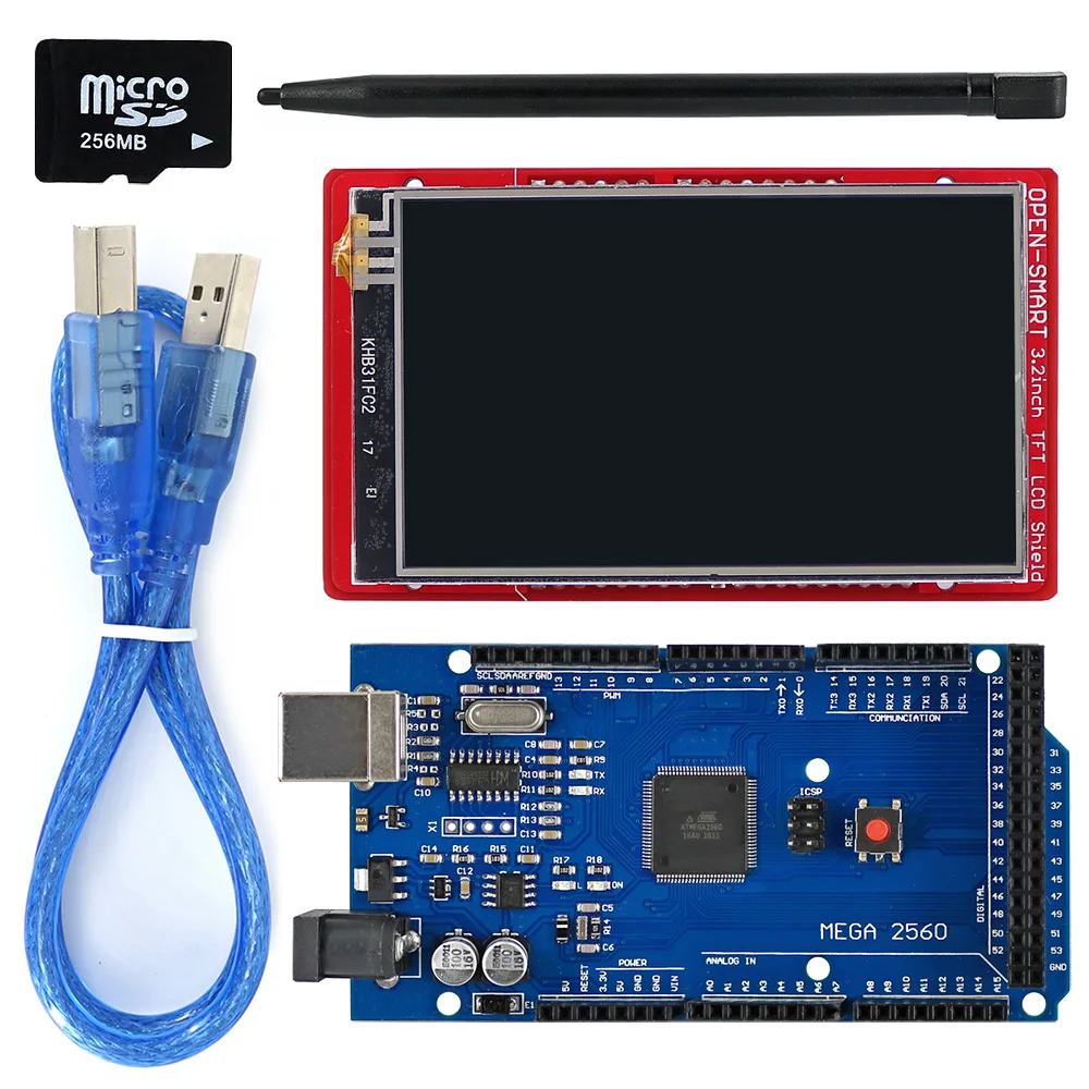 Дисплей для ардуино. Mega 2560 + 3.2&quot; tft + tft shield. 3,2 inch tft lcd shield. tft дисплей для ардуино мега 3,5 дюйма с сенсорным экраном. open-smart 3.2 inch tft lcd.