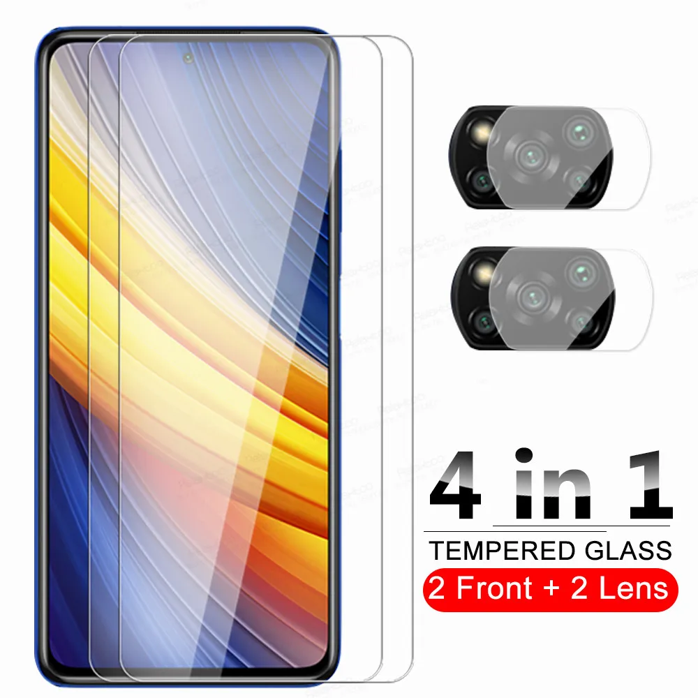 Закаленное стекло 4 в 1 для камеры Xiaomi Poco X3 Pro M4 F3 M3 F1 Poxo Poko Pocophone M F X 3 NFC Защитная