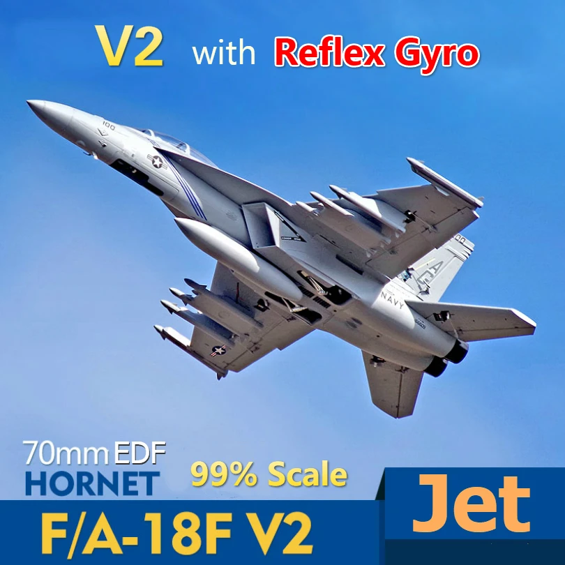 Fms rc飛行機f/A-18F f18スーパーホーネットv2 70mm,ナダント,ジェットスケール,航空機,pnp,6s,6ch,蓋付き