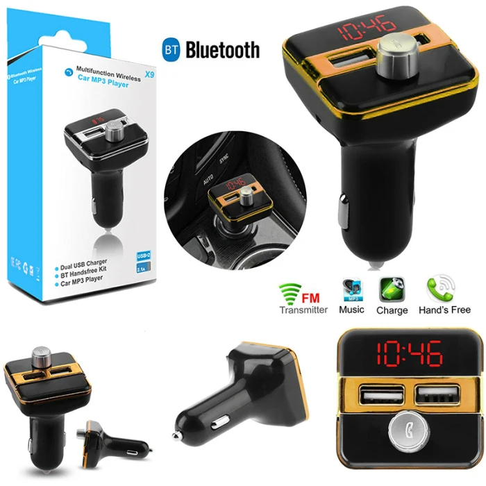 Wireless Bluetooth Handsfree Transmitter Car MP3 FM Player Double USB LCD Charger Car Styling