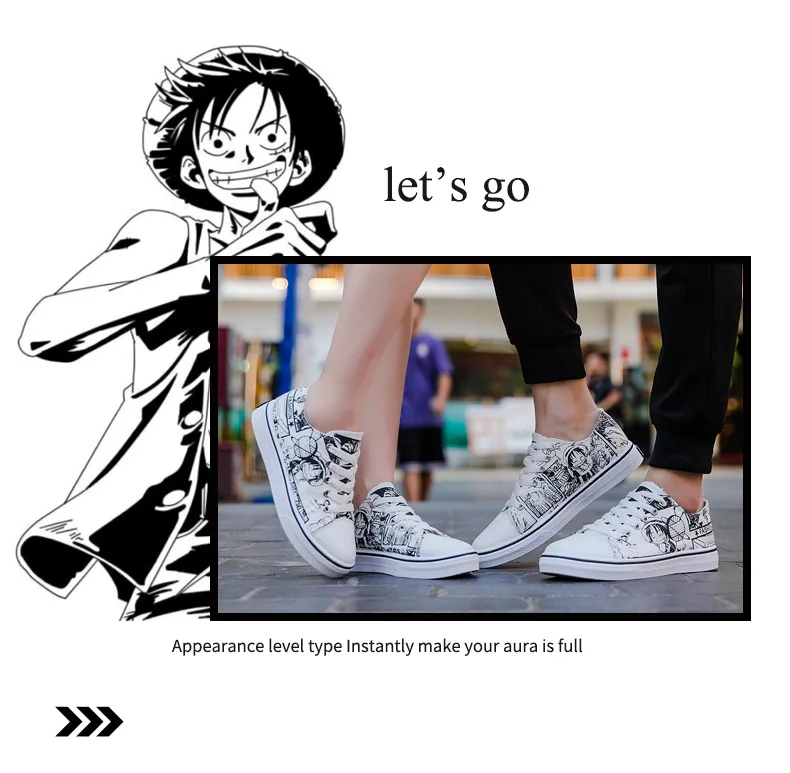 Couples Canvas Shoes One Piece Related Products Luffy Cartoon Graffiti Shoes Anime Cartoon Street Stylish Sneaker