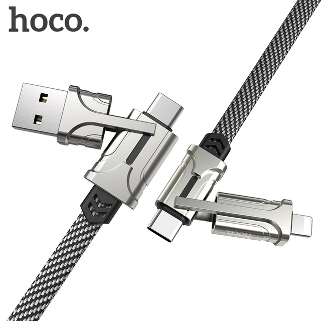 $US $10.99  HOCO 4in1 Fast Charging Cable USB to Type C Metal Data Sync Cable PD Quick Charge USB-C to Type-C W