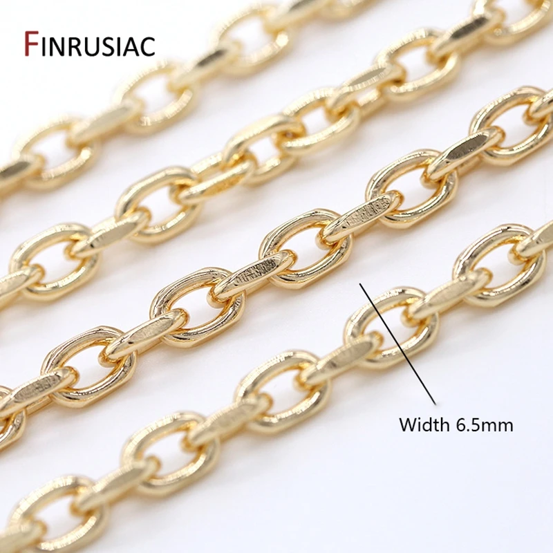 주얼리 제작용 실제 금 도금 황동 금속 두꺼운 케이블 체인, 수제 DIY 팔찌 목걸이 구성 요소, 14K