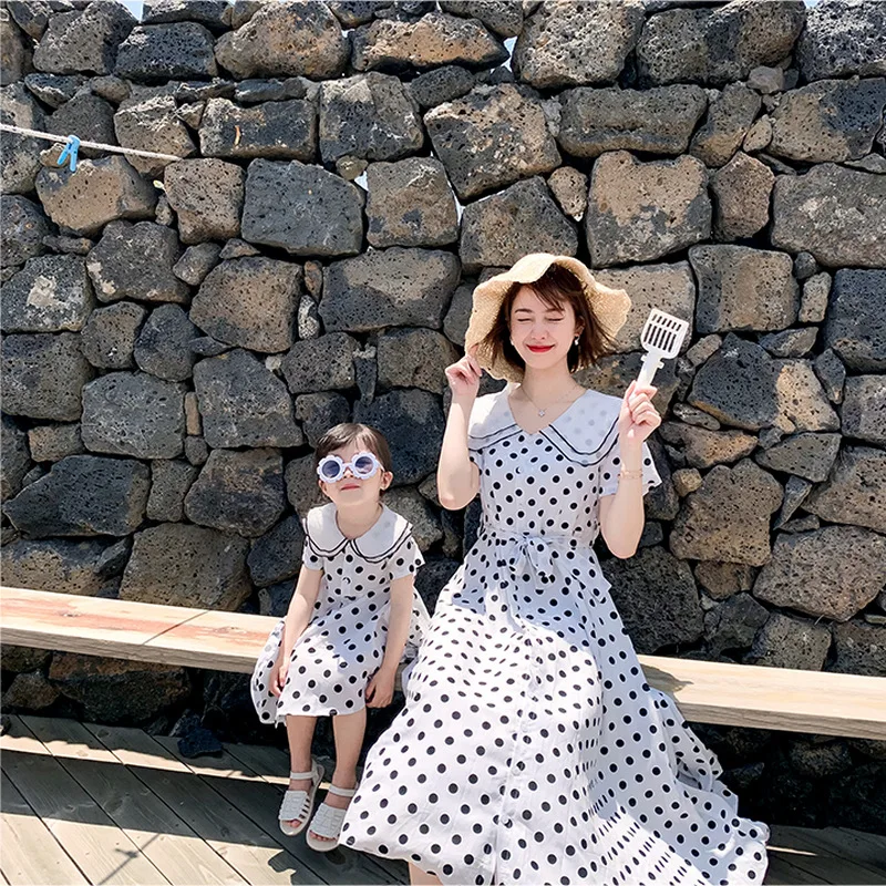 Spring New Mommy And Me Clothes Mom Daughter Dot Fashion Dress Parent-Child Wear Family Matching | Мать и ребенок