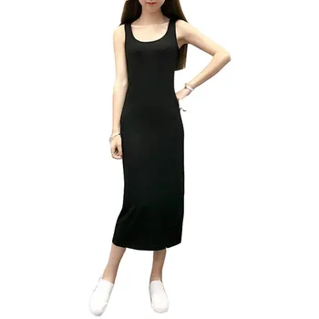 

Summer New Slim Fit Solid Color Sling Bodycon Dress Fashion Sexy Sleeveless Round Neck Women Dress