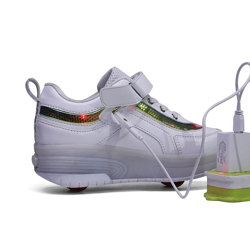 

Boys Girls Children Luminous Glowing Sneakers Led Usb Charge Roller Skates 2 Wheels Kids Skate Shoes Outdoor Led Shoes for Women