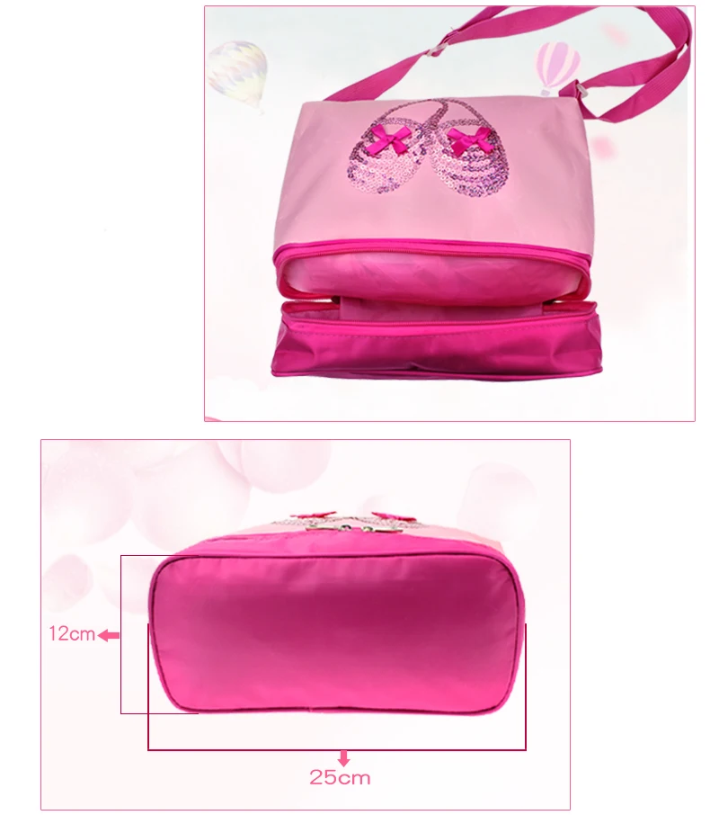 Бесплатная доставка Розовый танец Crossbody сумки красивые вышитые пайетками балетки милые девушки дети балет танец сумки для малыша