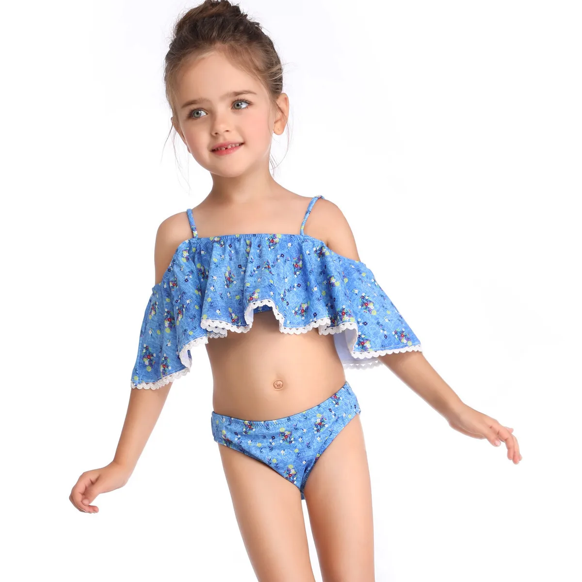 Wanshop Baby Girls Summer Swimwear Kids Split Nylon Sweet Swimsuit Bathing Bikini Set 0-2 Years Old 