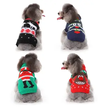 

Winter Cartoon Dog Clothes Warm Christmas Sweater for Small Dogs Pet Clothing Coat Knitting Crochet Cloth Dog Apparel