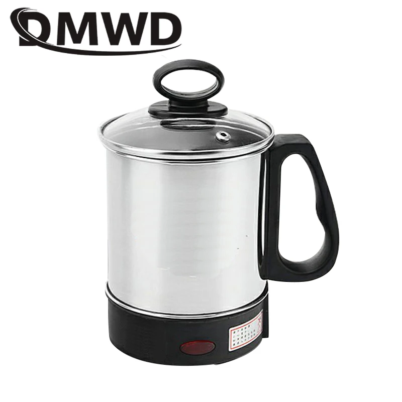 DMWD MultiCooker Electric Skillet portable stainless steel heating cup Noodles milk soup porridge Cooking Pot mini coffee boiler 6
