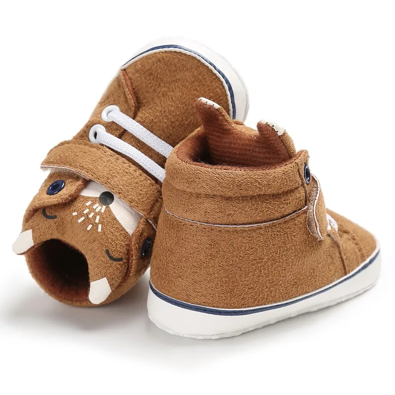 Осенняя обувь для малышей Детские хлопковые нескользящие тапочки для малышей с лисьим носком и кружевом, 1 пара, 0-18 месяцев