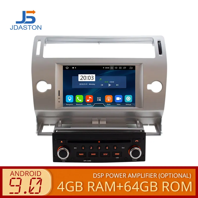 JDASTON Android 9,0 автомобильный dvd-плеер для Citroen C4 Quatre Triumph мультимедийный видео плеер 4G+ 64G wifi gps-навигация, радио, стерео