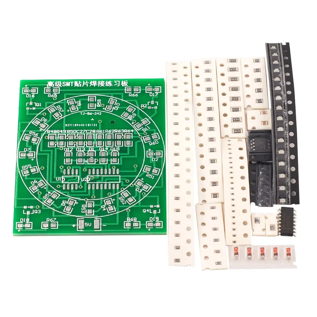 

SMD Component Soldering Practice Board CD4017+NE55 Water Light Kit Skill Training Welding Practice Board Training Kit