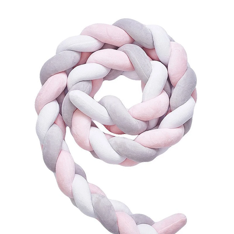 Newborn Bed Bumper Long Knotted Braid Pillow Baby Around Cushion Handmade Knot Baby Safety Protection Knot Crib YBD013