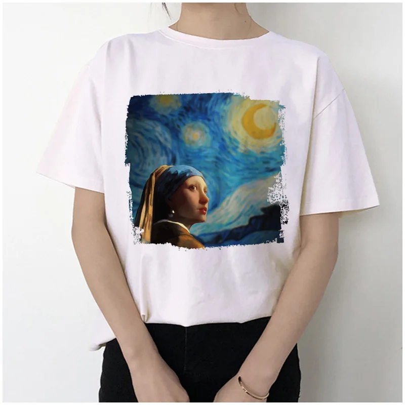 van gogh women t shirt new fashion art print tshirt Meme female clothes aesthetic t-shirt funny Tumblr Grunge grunge top tee