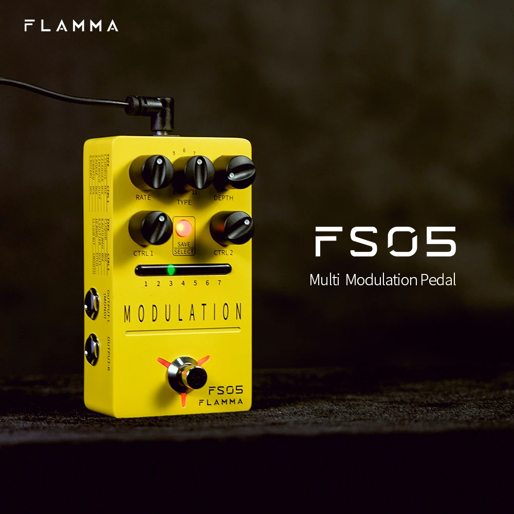 Pedal de Modulação Estéreo de Efeitos de Guitarra Digital com 11 Efeitos de Modulação e 7 Digital Flamma Pedal Espaços Pré-ajustados True Bypass Fs05 - Image 5