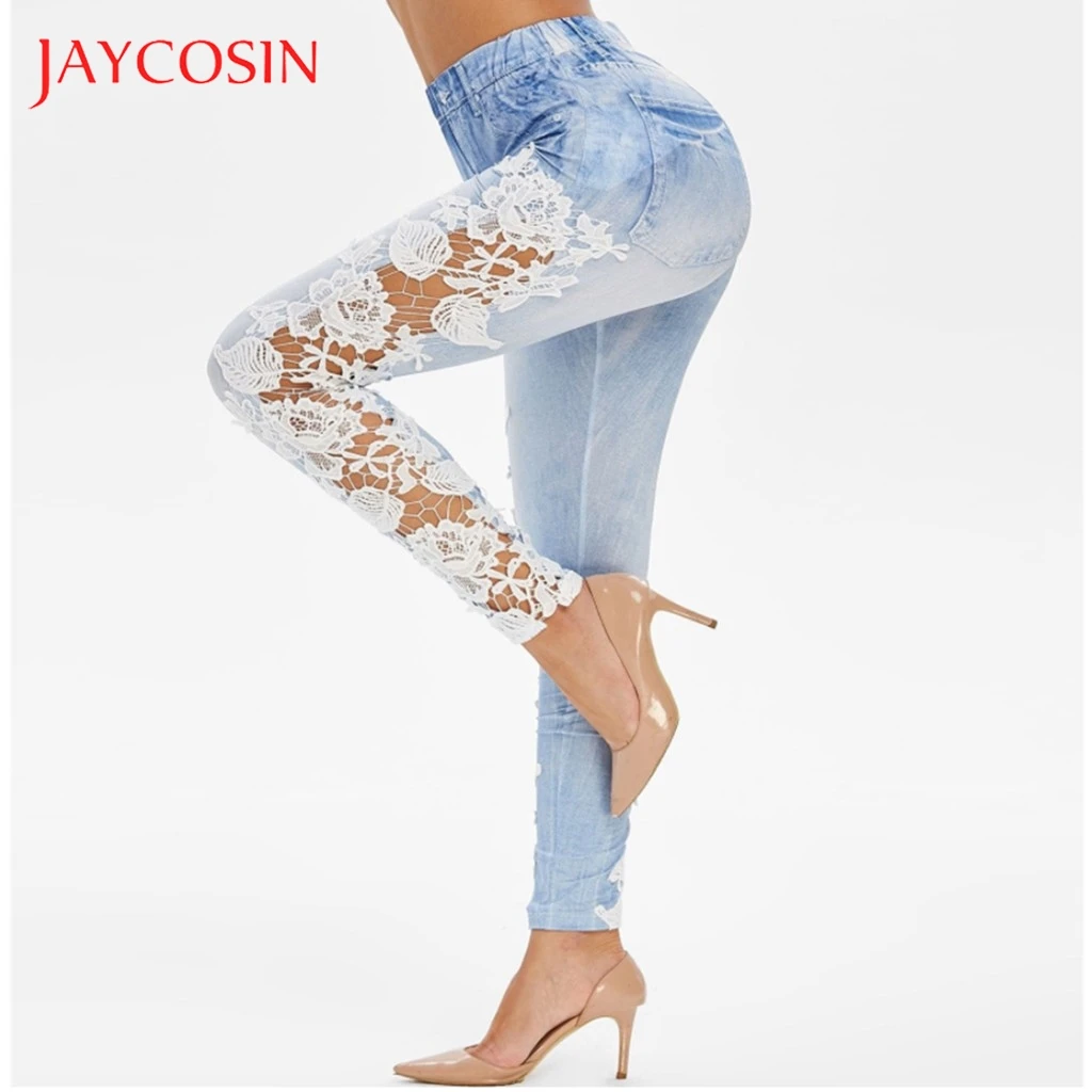 JAYCOSINSide, женские джинсы, кружевные джинсы, выдалбливают, обтягивающие джинсы, женские джинсы с высокой талией, с дырками, перспективные кружевные брюки, брюки 11