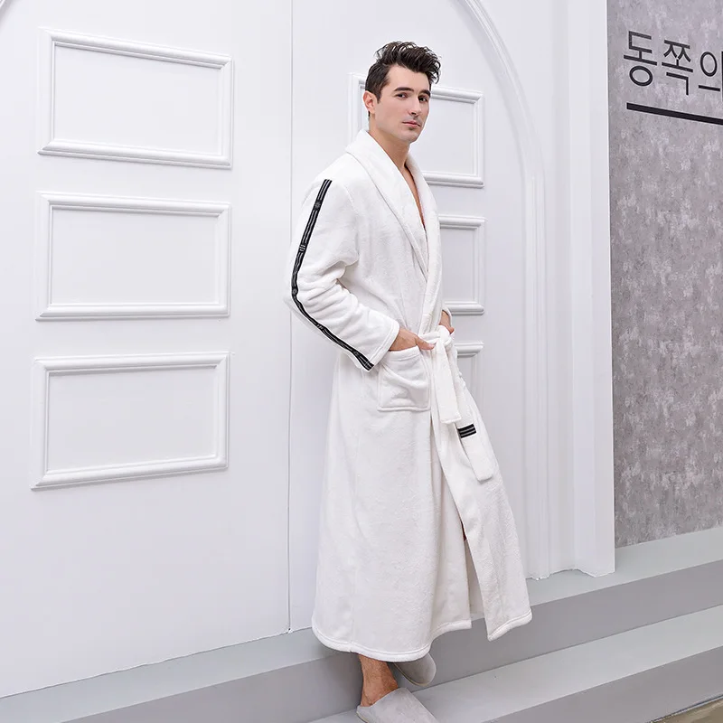 Men Winter Plus Size Long Cozy Flannel Bathrobe Kimono Warm Coral Fleece Bath Robe Night Fur Robes Dressing Gown Women Sleepwear Men Winter Plus Size Long Cozy Flannel Bathrobe Kimono Warm Coral Fleece Bath Robe Night Fur Robes Dressing Gown Women Sleepwear