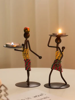 

Creative Wrought Iron Figure Candlestick Fun Romantic Candlelight Dinner Holiday Party Table Small Ornaments