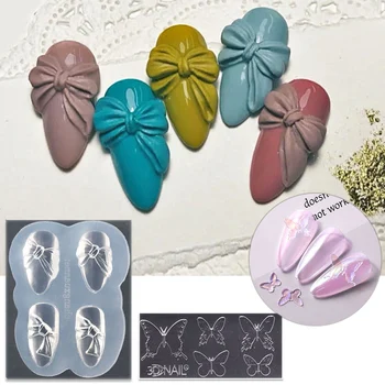 

1pcs Silicone Nail Carving Mold 3D Butterfly Bow-knot Mould Stamping Plate Nails Stencils DIY UV Gel Manicure Nail Art Tools