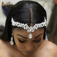 A265 Zircon Wedding Headband Bride Tiaras Water Drop Bridal Hair Accessories Crystal Crown Forehead Women Hairband Girl Jewelry